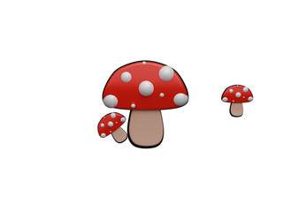 red mushroom, background, icon, cartoon, images, 3D illustration