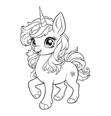 Cute Unicorn coloring page - Coloring book for kids