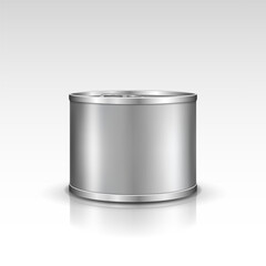 Tin can. Canned metal packaging. Metal container for food products. Vector template for your design.
