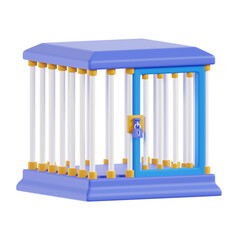 3d Cage. icon isolated on white background. 3d rendering illustration