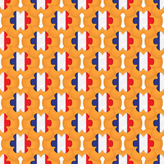 Pattern cookie with flag country France in tasty biscuit