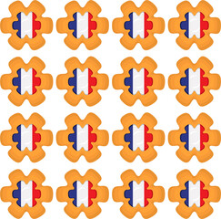 Pattern cookie with flag country France in tasty biscuit