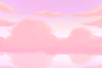 pink sky background with fluffy clouds 