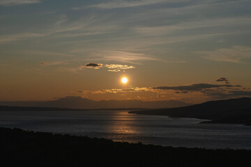 Atmospheric sunset over the Croatian Adriatic coast.
