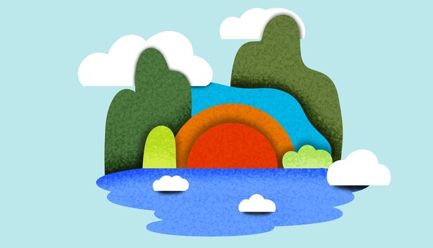 Um lago de montanha com nuvens e montanhas ao fundo
