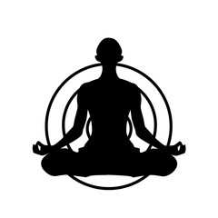 Meditation Focus Concentration Silhouette Icon Vector. Fit for wellness purpose.