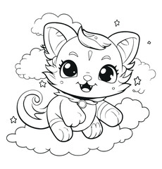Cute Kitty coloring page - Coloring book for kids
