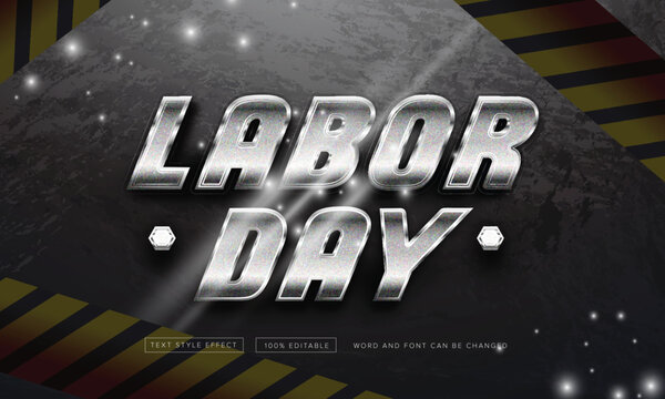 Metal labor day text style effect editable