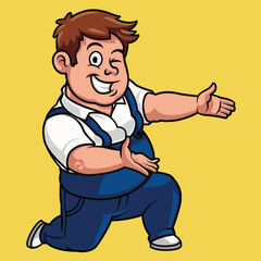 Chubby Handyman Cartoon Mascot