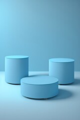 blue cylinder podium pedestal product display platform for product placement background