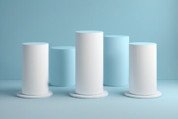 Fototapeta premium blue cylinder podium pedestal product display platform for product placement background