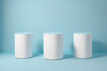 blue cylinder podium pedestal product display platform for product placement background