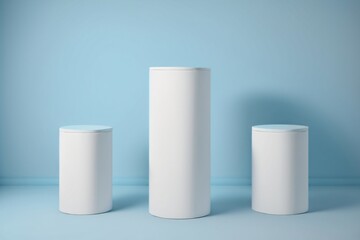 blue cylinder podium pedestal product display platform for product placement background