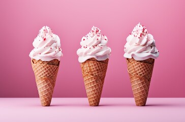 ice cream cones minimal color background Generative AI