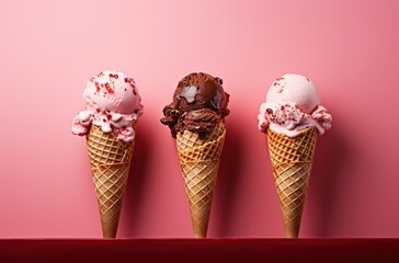 ice cream cones minimal isolated color background Generative AI