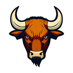Bull head logo design. Abstract drawing bull face. Cute bull face with horns.