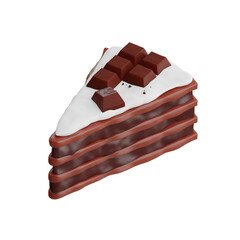 3d Chocolate Cake. icon isolated on white background. 3d rendering illustration