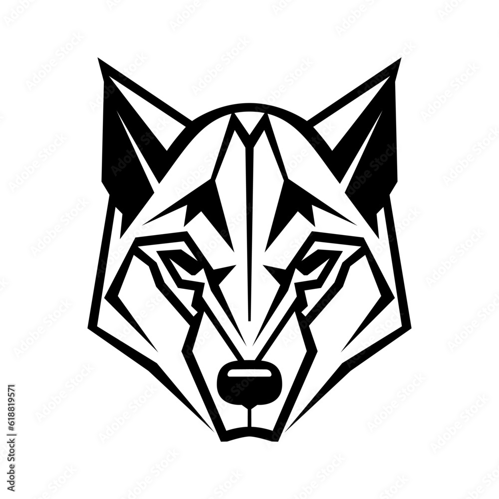 Wall mural wolf logo design. abstract black geometric wolf head. wolf face drawing.