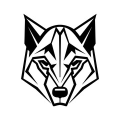 Wolf logo design. Abstract black geometric wolf head. Wolf face drawing.