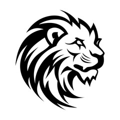 Lion logo design. Abstract black geometric lion head. Lion face drawing.