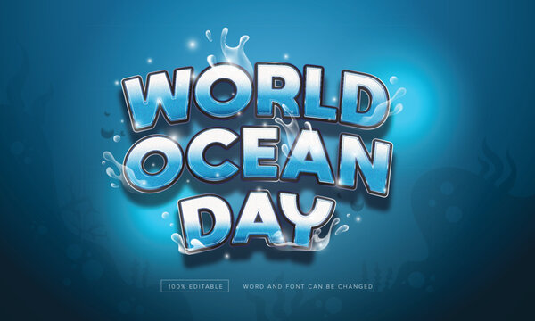 World ocean day text effect editable 