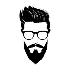 Black silhouette of Hipster hair and beards. Fashion concept. Vector illustration