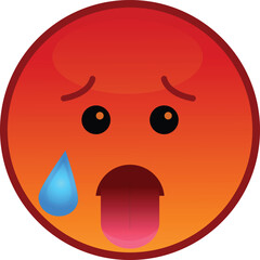 Hot face emoji on isolated white background. Vector illustration.