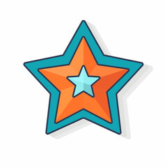 Star icon on white background. Colored star in flat design.