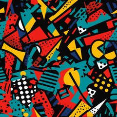 A Continuous Repeating Tile Pattern with a Bold Shapes and Colors Graffiti Design | Generative AI