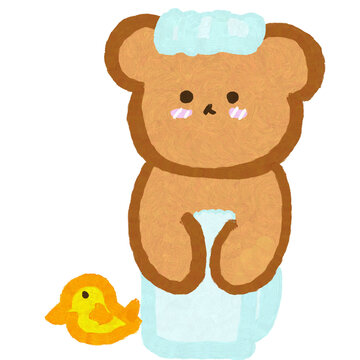 teddy bear in a bath
