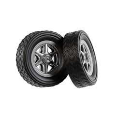 3D Wheels. icon isolated on white background. 3d rendering illustration