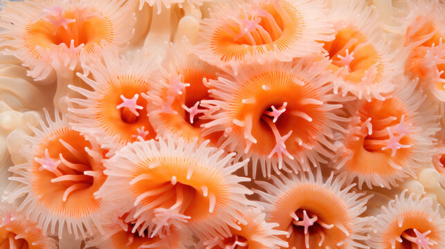 Corals close-up, top view, macro in saltwater aquarium.Generative AI