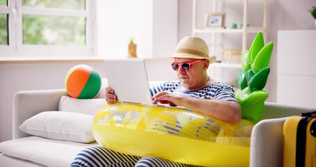 Funny Summer Holiday. Online Working Vacation