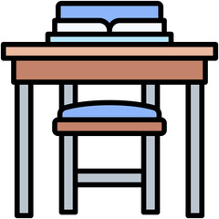 School chair and table icon, High school related vector illustration