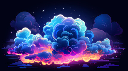 Obraz premium Hand drawn cartoon beautiful colorful cloud illustration background material 