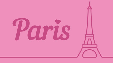 Fototapeta na wymiar the pink background consists of the lines that make up the Eiffel tower and the words paris