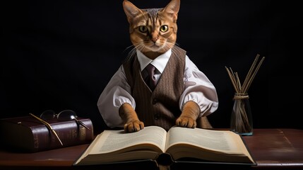 Abyssinian Student: Paws of Knowledge
