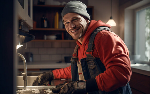 A plumber is carrying out a repair job