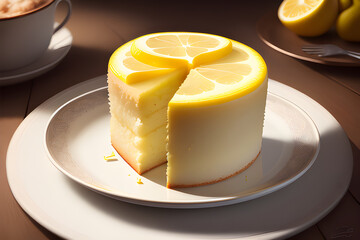 A Zesty Delight on a Plate, Perfectly Balanced with Tangy Lemon Flavor and Buttery Crust - A Sumptuous Dessert for Citrus Lovers, Created with Love and Precision. Created by Artifficial Intelligence