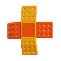 3D Band Aid. icon isolated on white background. 3d rendering illustration