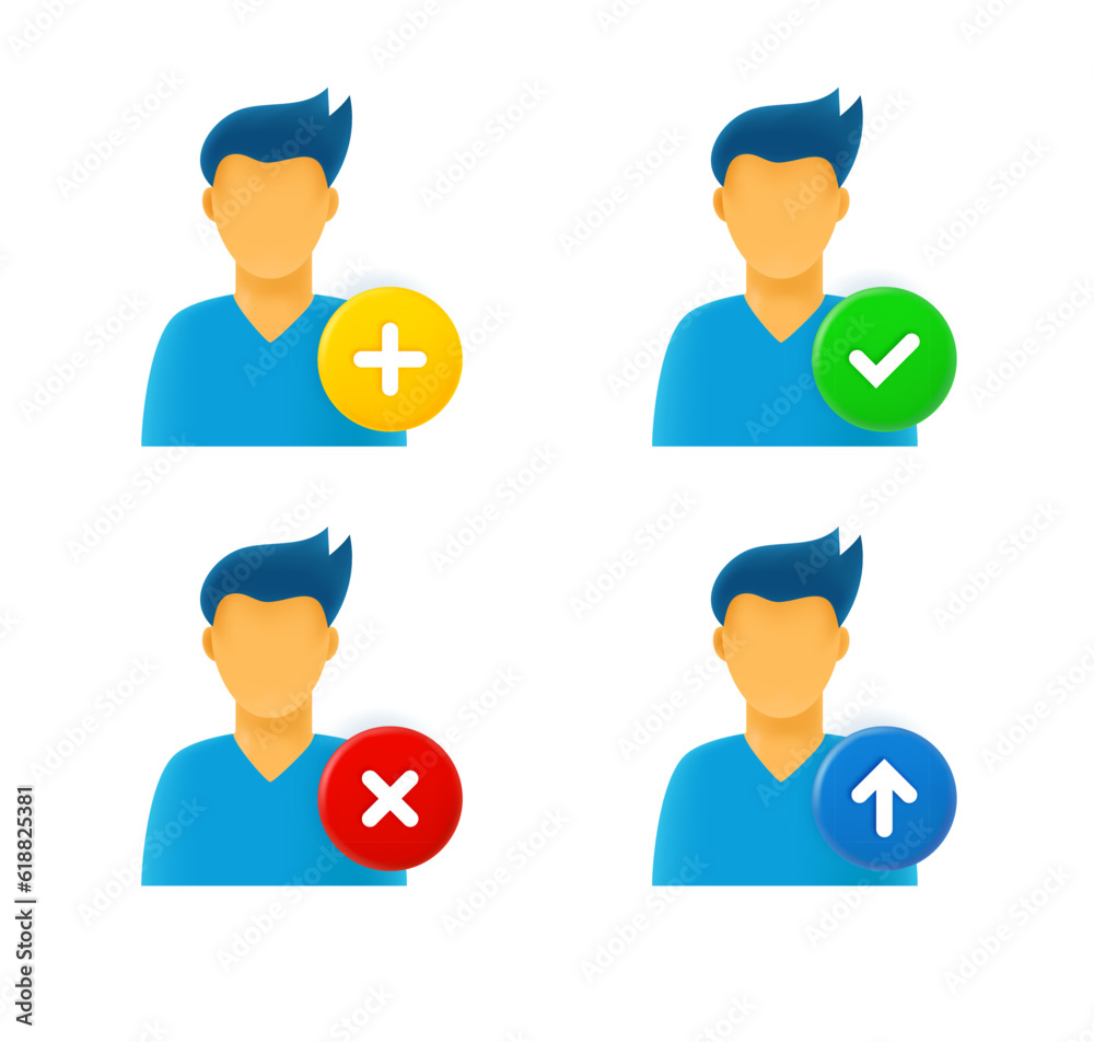 Fototapete man icon set with different pictograms. 3d vector icons set