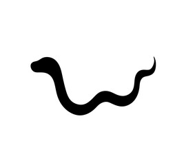 Vector isolated one single cute cartoon crawling worm or snail side view colorless black and white outline silhouette shadow shape
