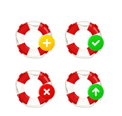 Lifebuoy icons set with different pictograms. 3d vector icons set isolated on white background