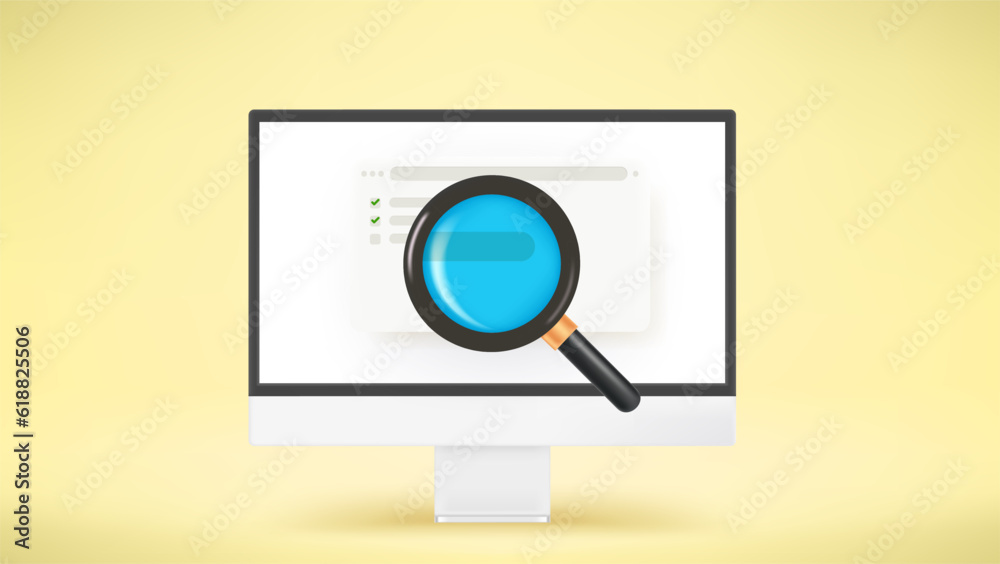 Poster Modern computer with operating system user interface. Cloud technology concept. 3d vector mockup