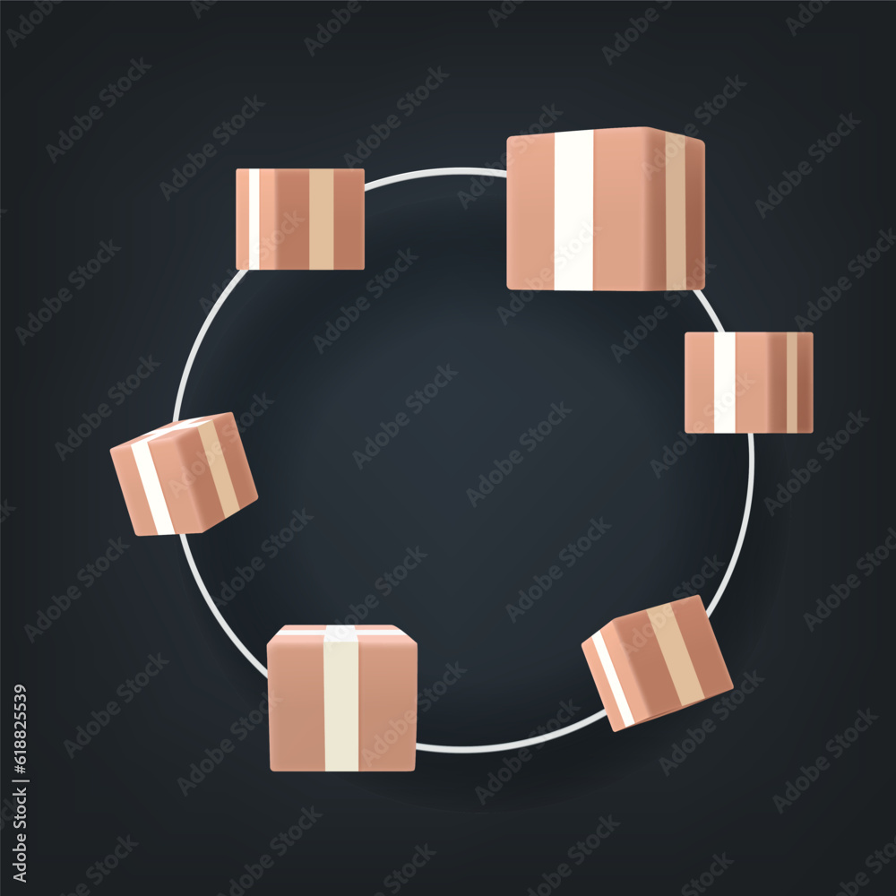 Fototapete abstract vector background with circle frame. landing page template. 3d vector illustration