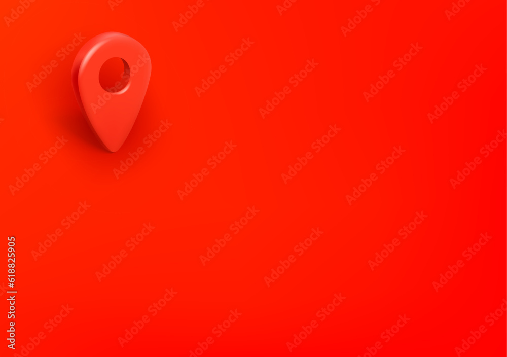 Leinwandbilder vector wallpaper with red map pin icon. 3d vector background with copy space