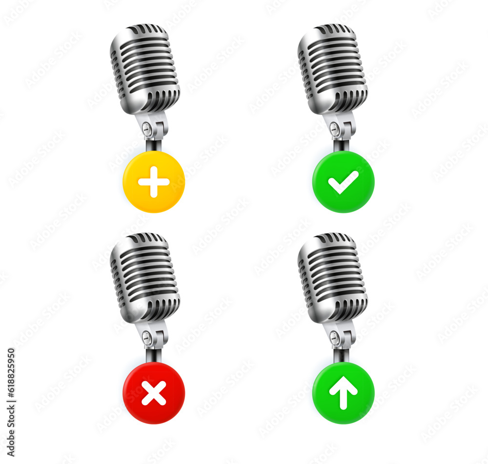 Aufkleber Different microphene icons set with different pictograms. 3d vector icons set