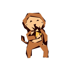 cartoon of monkey with edge line and transparent background