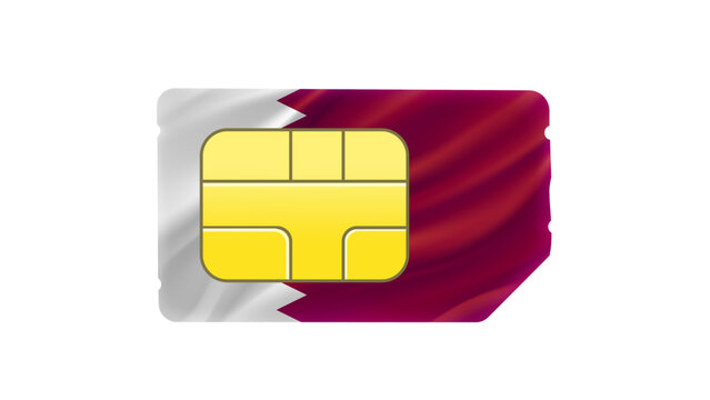 Mobile operator SIM card with Qatar flag. 3d vector illustration