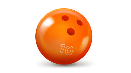 Orange bowling ball isolated on white background. 3d vector illustration